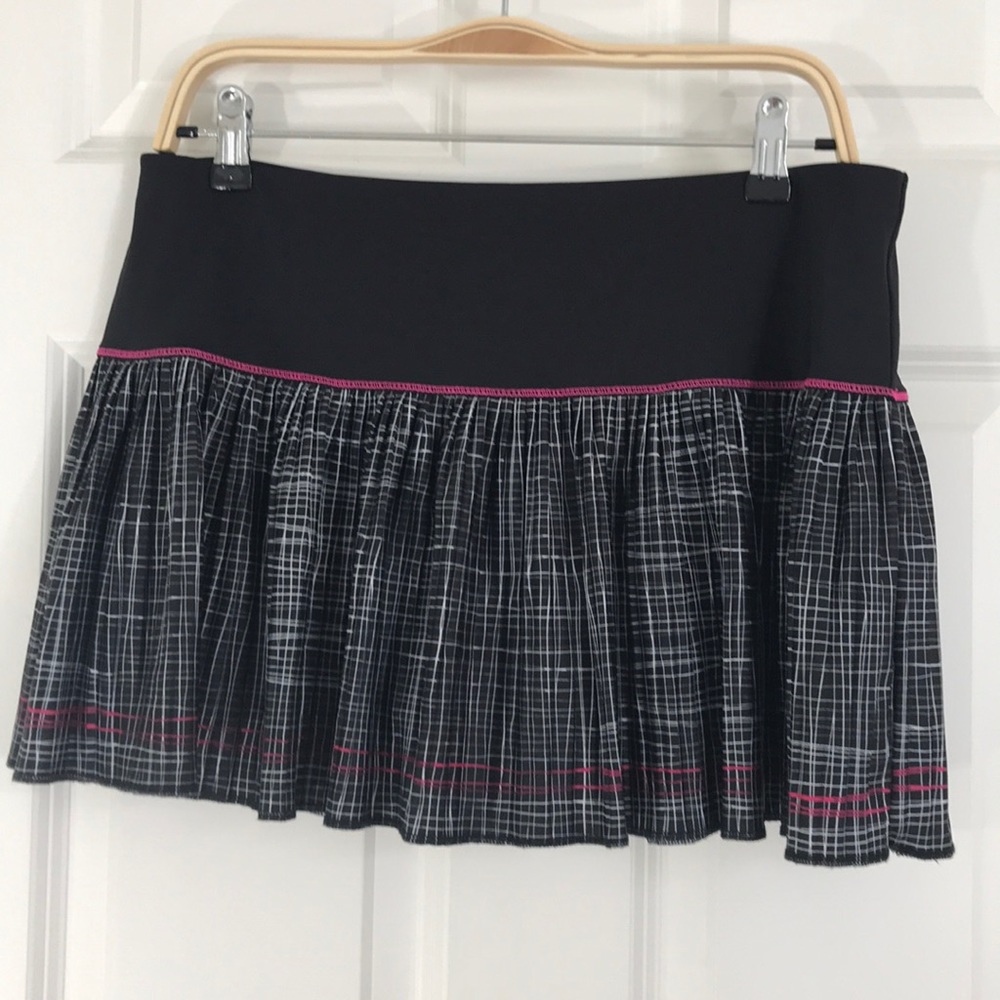 Lucky in love black plaid/ grid tennis skirt